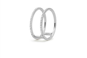 Doble fila Micro Pave moda CZ diamante plata anillos rodio plateado para boda o fiesta estilo clásico - Product Image 5