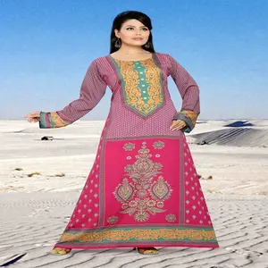 印度紫薇印花夏季封面办公服装派对卡夫坦女式长复古束腰外衣阿巴亚卡夫坦