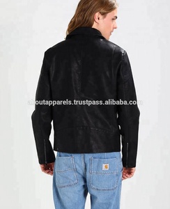 Ropa para Hombre 2026, Chaqueta de Cuero de Motociclista de Piel de Oveja Genuina con Cremallera Asimétrica al por Mayor - Product Image 3