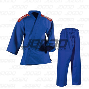 Fabricación de uniformes de Judo personalizados de tejido único para hombre, mujer y niño Color blanco y azul con cinturón 100% algodón - Product Image 1