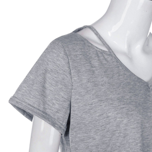 Camisetas lisas de algodón de manga corta para mujer, ropa de verano, nuevo estilo - Product Image 3