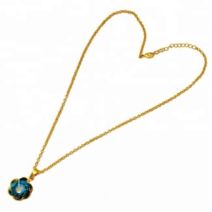 Collier avec pendentif Floral en cuivre bleu Turquoise plaqué or, bijoux de haute qualité - Product Image 2