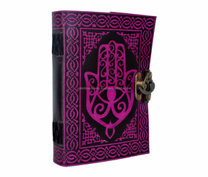 Purple Hamsa Hand Embossed Genuine Leather Journal With C-Lock Handmade Personal Diary <b>Book</b> Of <b>Shadow</b> Blank White Paper Notebook - Product Image 4