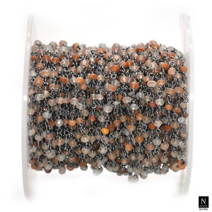 Cuentas de piedras preciosas de rutilo negro Chapado en plata, collar de cadena de Rosario, joyería, rollo a granel, fabricación de joyas, accesorio, declaración DIY - Product Image 4