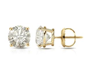 Réel Naturel Diamant Boucles D'oreilles en Or Jaune - Product Image 1