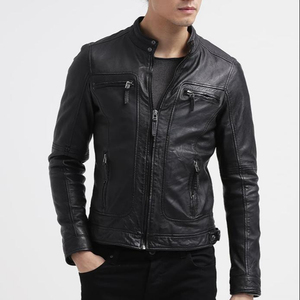 Chaqueta de cuero puro para hombre, chaqueta de motocicleta 100% hecha a medida - Product Image 2