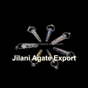 Bijoux artisanaux en pierre semi-précieuse de style nautique écologique, pendule à double pointe en agate, mélange de chakras, métaphysique - Product Image 2