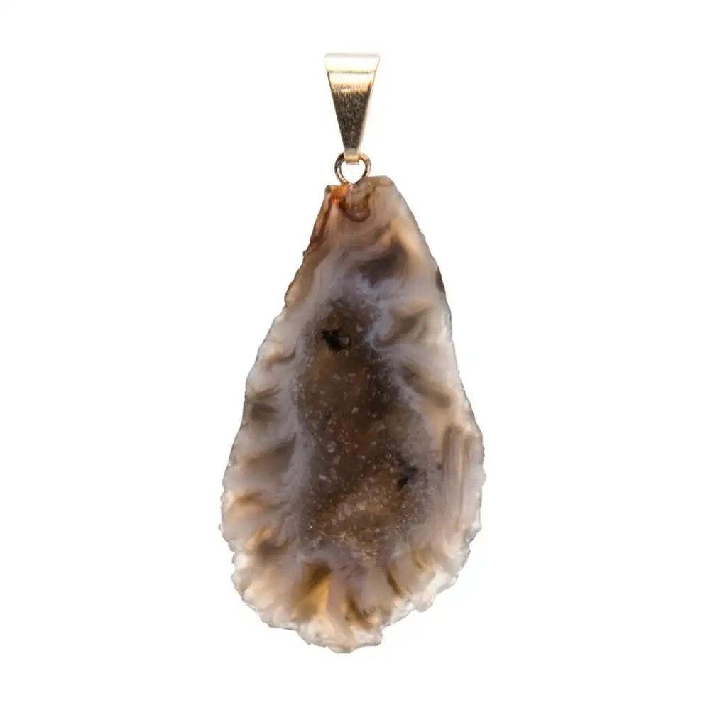Amazing Shinning Geode Druzy Pendant Gold and Silver Plated from Brazil - Eco Rocks Brazil