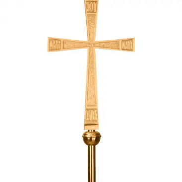 60 "oro Processionale In Ottone Croce/In Piedi Croce Crocifisso