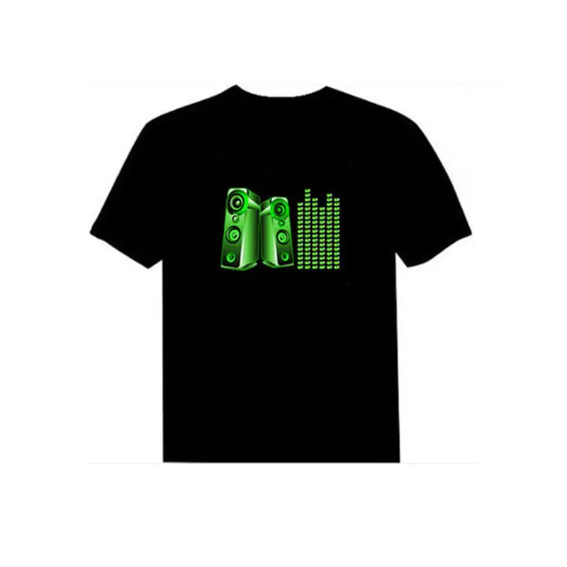 T-shirt à manches longues col rond pour hommes, en coton, avec LED, unisexe, avec son activé, de marque, grande taille s-xxxl pour DJ