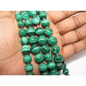 Malachite lisse forme ronde pierres précieuses perles en vrac fabrication de bijoux qualité étonnante naturelle - Product Image 2
