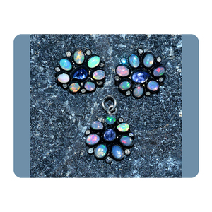 À la mode naturel opale pierre précieuse Zircon solide 925 boucles d'oreilles en argent Sterling pendentif ensemble or pour femmes filles cadeau parfait - Product Image 1