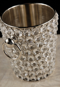 ถังน้ำแข็งประดับด้วยลูกปัดคริสตัลหรูหราพร้อมที่จับแหวนเครื่องทำความเย็นไวน์แชมเปญสำหรับบาร์แกะสลักด้วยมือ - Product Image 2