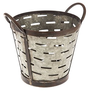 Cubo de Olivo de Metal Vintage con asa - Product Image 1