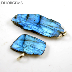 Pendentif Labradorite feu bleu pierre précieuse naturelle tranche gros Lot de spécimen minéral Labradorite - Product Image 1