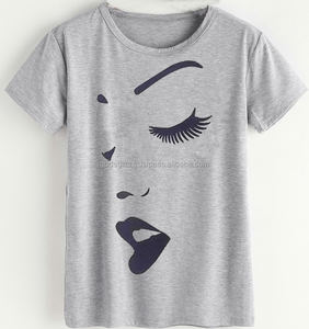Camiseta de manga larga estampada Tri Blend de algodón egipcio OEM, camiseta barata de talla grande a la moda al por mayor para chicas - Product Image 4
