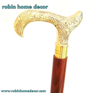 Canne à ramper en bois massif à 3 plis, DESIGN victorien ANTIQUE - Product Image 1