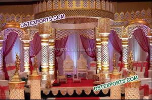 Ensemble de mandap de mariage en fibre Jali, traditionnel, portable, avec chaises de cérémonie et piliers en fibre, portail d'accueil Perth - Product Image 6