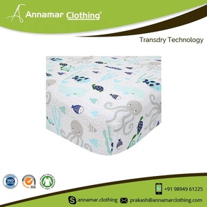 100% ensemble de draps de lit de bébé en coton standard uni et imprimé en jersey simple biologique drap de lit ajusté personnalisé de haute qualité - Product Image 4