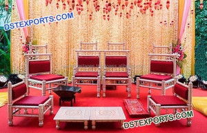 Chaises de mandap pour mariage hindou - Chaises basses élégantes en bois sculpté, durables, couleur et taille personnalisables pour la décoration d'événements de mariage - Product Image 2