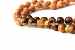 Trending Bohemian Style 6mm Mala Beads Tiger Eye Rudraksha Knotted Tassel <b>Long</b> Unisex Spiritual Natural Stone <b>Necklace</b> - Product Image 4
