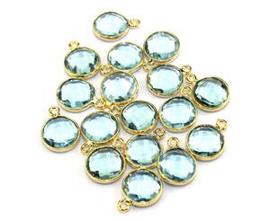 Connecteur en topaze bleue naturelle, connecteur plaqué or 24k, bijoux en acier inoxydable, vente en gros, joaillerie indienne - Product Image 2