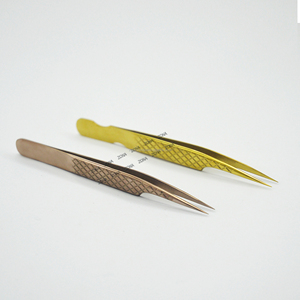 Pince à épiler pour extensions de cils en or rose Pince à épiler beauté en acier inoxydable faite à la main professionnelle pour artiste cils - Product Image 5