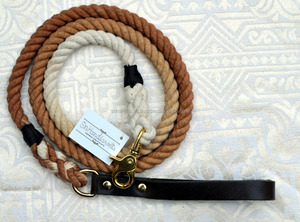 Cotton Rope Leather Handle <b>Dog</b> <b>Leash</b> and Matching <b>Dog</b> Collar Rope Suppliers - Product Image 2