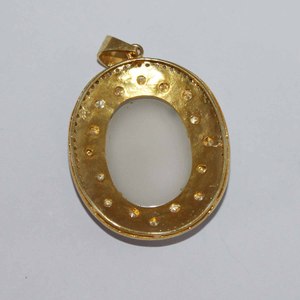 Bijoux en diamant faits à la main-Pierre précieuse en opale blanche naturelle 925 pendentif en argent sterling massif à la mode plaqué or breloque en diamant - Product Image 2