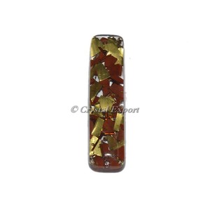 Cabujón de orgonita rectangular de cobre con piedra preciosa de ágata estilo amor tallada en jaspe rojo - Product Image 1