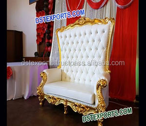 Chaise de trono de madera de teca de clase alta para bodas, sofá de recepción de boda tallado de Metal elegante, asiento de amor exclusivo - Product Image 6