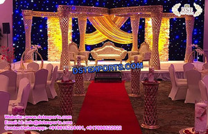 Mandap de mariage en argent Raj Mahal, style Jodha Akbar, mandap de mariage en fibre Jhronka, fabricant de mandaps de mariage, décoration de mariage USA - Product Image 3