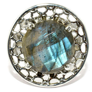 Anillo de Plata de Ley 925 con forma redonda de felpa, joyería India - Product Image 2