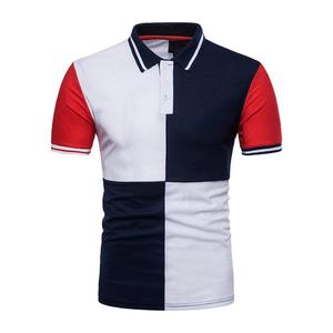 Polo manches courtes en Patchwork pour hommes, t-shirt décontracté à coupe étroite, vêtement de rue, haut de gamme, nouvelle collection d'été - Product Image 1