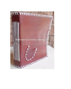 วารสารหนังตะเข็บด้านข้างแนววินเทจแบบธรรมดางานแฮนด์เมดมีกระเป๋าสมุดโน๊ตหนังงานปักด้านข้างแนววินเทจ - Product Image 2