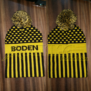 หมวกไหมพรมปอมบีนนี่ถักลายโลโก้สำหรับฤดูหนาวคุณสมบัติของทีมกีฬาทั่วไป - Product Image 3