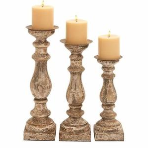 Juego de 3 portavelas de madera para el hogar y el balcón, soporte de vela rústico decorativo, Económico - Product Image 1
