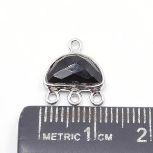 Forma redonda de ónix negro 925 Starling Silver Bezel Conector plateado Fabricación de joyas hechas a mano - Product Image 3