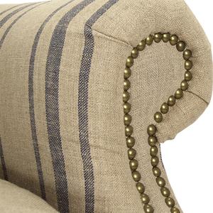 Napoléon Français Brouillard Lin Rayé Bleu Wingback Accent Fauteuil - Product Image 3