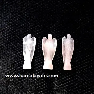 Atacado rosa quartz 2 polegadas anéis cristal cura anjo esculpido cura anjo para venda