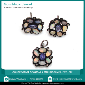 ชุดจี้เงินสเตอร์ลิงทำมือ925อัญมณีโอปอลธรรมชาติเครื่องประดับแฟชั่นสำหรับผู้หญิงและเด็กผู้หญิง - Product Image 2