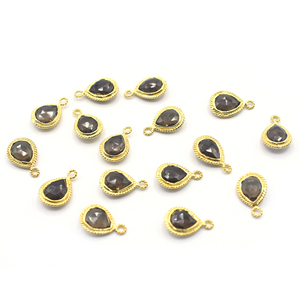 Cuarzo ahumado Forma de pera 925 Bisel de plata esterlina Colgante chapado en oro Fabricación de joyas hechas a mano - Product Image 1