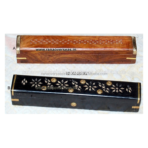 Porte-encens classique en bois bronze et noir fait à la main et support pour dhoopdan avec récupérateur de cendres et rangement - Product Image 4