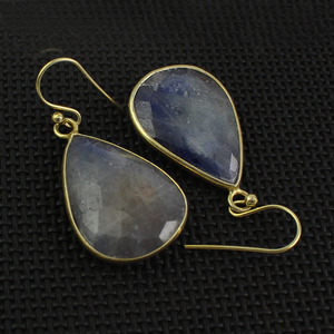 Bleu naturel saphir pierres précieuses pendentif boucles d'oreilles mignon mode bijoux lunette pour femmes cadeau de mariage - Product Image 4