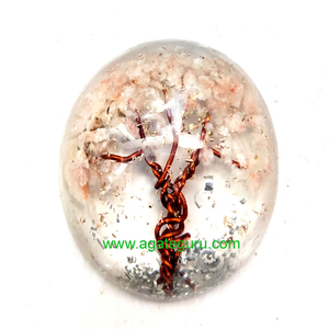 Colgante de orgonita de árbol de la vida de cuarzo rosa hecho a mano con material de piedras preciosas - Product Image 1