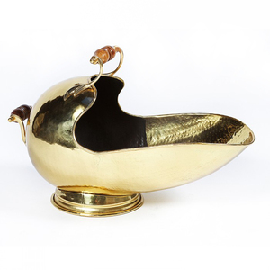 Seau à charbon martelé lourd avec pelle Seau à charbon décoratif fini nickelé - Product Image 6