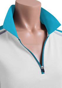 Ladies Half-Sleeve Zip-up for Polo Sports Shirt High Quality Breathable Knitted Polyester Casual Solid Pattern - Product Image 4