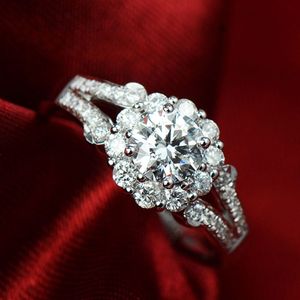 Anillo Floral de moissanita blanca auténtica de 3,00 quilates con certificado en oro blanco de 14k, anillo de moissanita, anillos de compromiso de moissanita - Product Image 4
