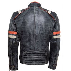 Blouson de moto de course respirant coupe-vent grande taille en cuir col montant couleurs personnalisées OEM vente en gros marque homme - Product Image 6
