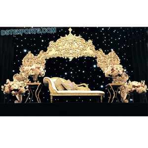 Panel de corona de escenario de boda real, Marco trasero musulmán, decoración de escenario, paneles dorados de boda impresionante - Product Image 1